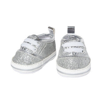 Poppensneakers met glitter, zilver, 30-34 cm.