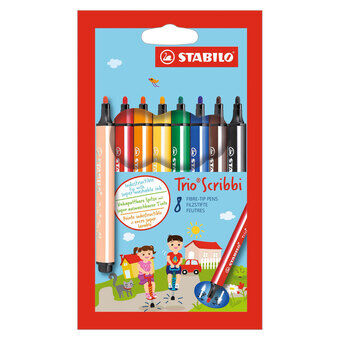 STABILO Trio Scribbi Viltstiften, 8 stuks.