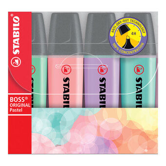 Stabilo Boss Original Pastel Markeerstiften, 4 stuks.