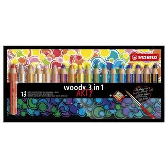 STABILO woody 3 in 1 - Multitalent Kleurpotlood - ARTY - Set van 18 St. + Puntenslijper