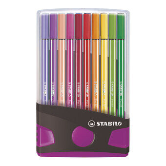 Stabilo pen 68 colorparade antraciet/roze, 20 st.