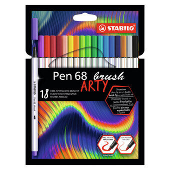 Stabilo pen 68 brush arty viltstiften, 18 st.