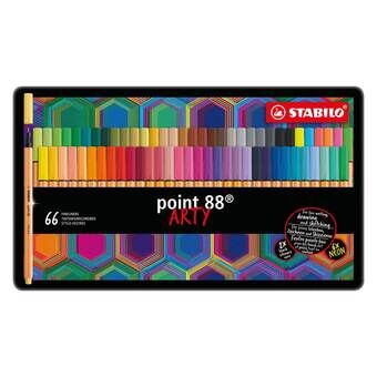 Stabilo point 88 arty metalen box fineliners, 66 st.