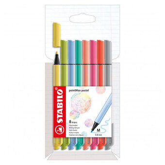 Stabilo pointmax fineliners pastel, 8 st.