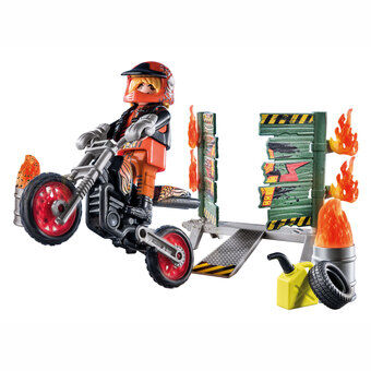 PLAYMOBIL startpakket stuntshowmotor met brandmuur - 71256