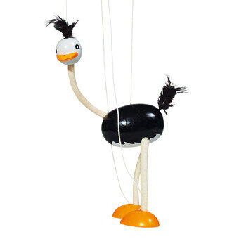 Goki houten Marionette struisvogel