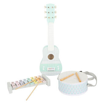 Kleine Voet - Houten Muziekinstrumenten Set Pastel, 7 stuks.