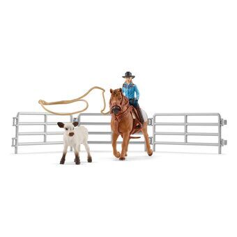 Schleich Farm World team touwtjespringen met cowgirl 42577