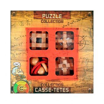 Houten hersenpuzzel extreem, 4 stuks.