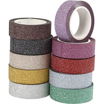 Glittertape kleur, 10 st.