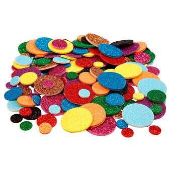 Foamvormen Glitter Cirkels, 150 st.