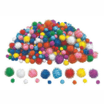 Coloraties - Glitter Pompoms, 300 stuks.