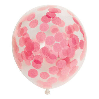 Confetti Ballonnen Papieren Confetti Babyroze 30cm, 6 stuks.