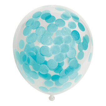 Confetti Ballonnen Papieren Confetti Baby Blauw 30cm, 6 stuks.