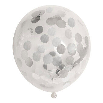 Confetti Balloons Papieren Confetti Metallic Zilver 30cm, 6st.