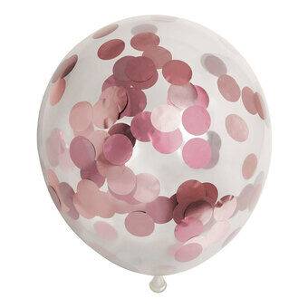 Confetti Ballonnen Papieren Confetti Metallix Roségoud, 6 stuks