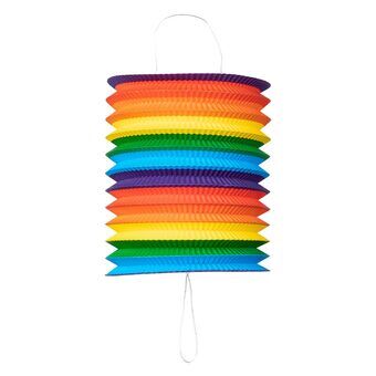 Papieren lantaarn regenboog, 16 cm