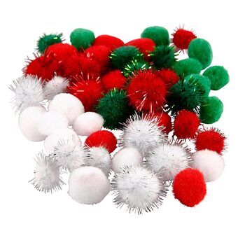 Pompoms Kerstmis, 48 stuks.