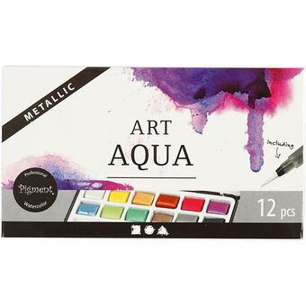 Art aqua aquarelverf metallic, 12 kleuren