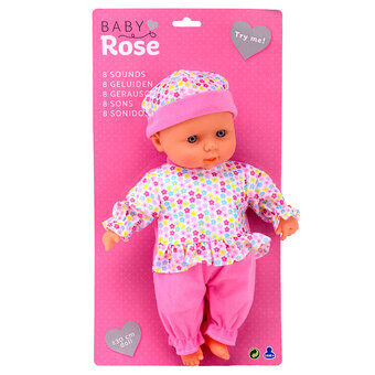 Baby Rose Baby Pop met geluid, 30cm.