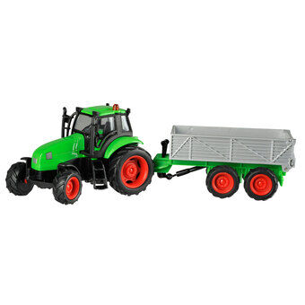 Kids Globe Tractor met Aanhangwagen Licht & Geluid 1:32