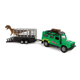 Gegoten landrover voor kinderen met Dino -aanhanger, 29cm