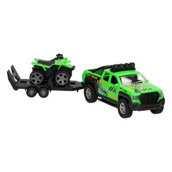 Kids Globe terreinwagen met aanhanger en quad licht en geluid