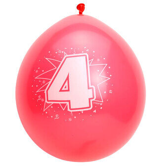 Cijferballonnen 4 jaar, 8 st.