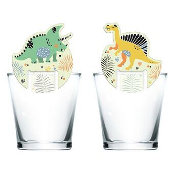 Glasdecoratie Dino brult, 6 stuks.