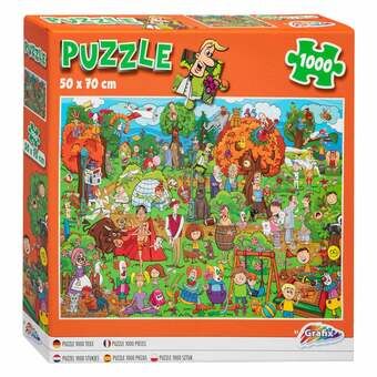 Puzzel cartoon stadspark, 1000 stukjes.