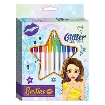 Besties glitter gelpennen, 12 st.