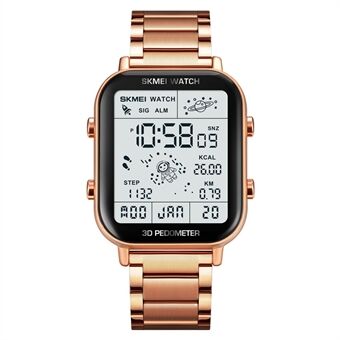 SKMEI 1888 Zakelijke mannen vierkante elektronische horloge Stalen band Sport digitaal horloge