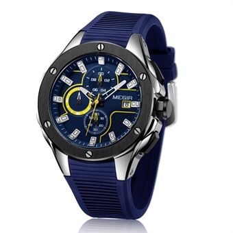 MEGIR waterdichte heren quartz pols chronograaf horloge siliconen band