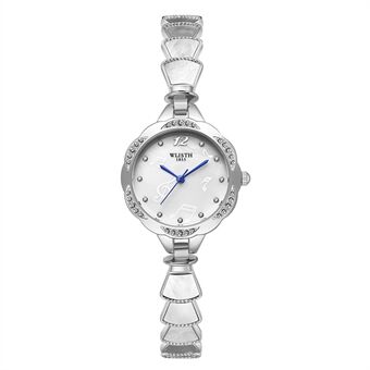 WLISTH 6142 Stijlvolle Damenshorloge met Legering Band Quartz Horloge met Rhinestone Decor Polshorloge