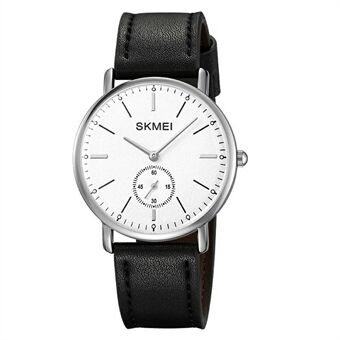 SKMEI 2308 Eenvoudig Stijlvol Leren Band Ronde Quartz Horloge