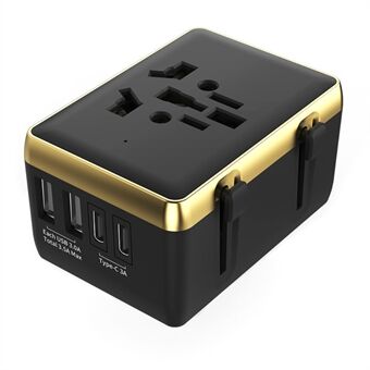 HHT203-A Wereldwijde Reistransformator 2 Type-C + 2 USB Poorten Wandoplader Plug Omvormer