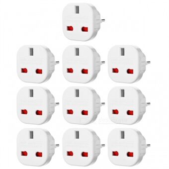 10Pcs/Set EU to UK AC Power Travel Adapter Plug Converter with Safety Shutter