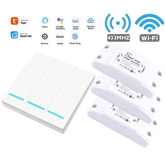 SMATRUL WHK-S2 Tuya Smart Life APP Wifi-Relais 3-Gang Draadloze Schakelaar 433Mhz Licht DIY Timer Wandmodule voor Google Home Alexa