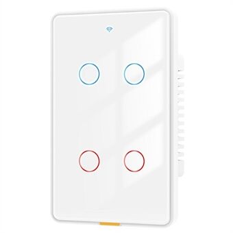 MG-KG101 WiFi+433 Dual Mode 4 Gang 10A Touch Smart Switch Tuya APP Spraakbesturing Wandschakelaar, US Plug / Wit