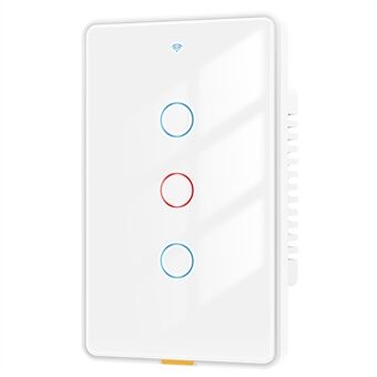 MG-KG101 WiFi+433 Dual Mode 3 Gang 10A Touch Smart Switch Tuya APP Spraakbediening Wandschakelaar, US Plug / Wit