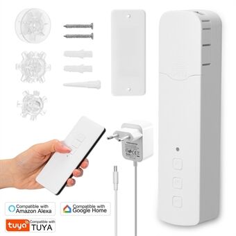 Tuya WiFi M515EGWT Smart Gordijnmotor Mobiele APP-bediening Afstandsbediening Spraakbesturing Elektrische gordijnrail Pull Bead Gordijnopener Compatibel met Alexa Google Home - EU-stekker