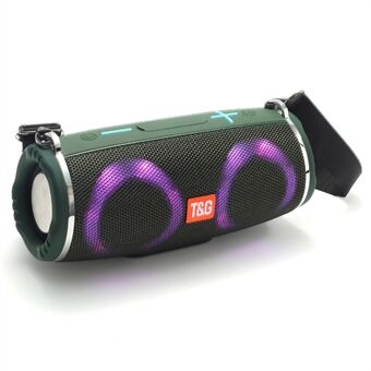T&G TG642 RGB Light Bluetooth Speaker High Power Waterproof Wireless Speaker Support FM/TF Portable Subwoofer Speaker with Shoulder Strap for Laptops (CE)