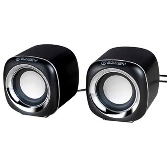 EZEEY A1 Een paar 3,5 mm + USB Mini Square Wired Speaker Computer Multimedia Desktop Speaker Box voor tablet, laptop, telefoon
