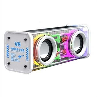 V8 transparante Mecha-muziekluidspreker Bluetooth 5.0 draadloze subwoofer met RGB-licht
