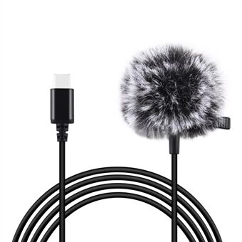 PULUZ PU425 1,5m Lavalier Microfoon USB-C Revers Clip-On Omni Condensator Mic voor Video-opname