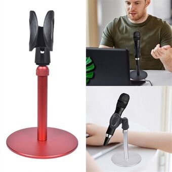 HTZJ01 Desktop Microphone Stand Adjustable Aluminum Alloy Table Mic Holder Bracket with Round Base