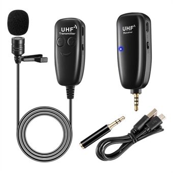 U12G UHF Draadloze Lavalier Microfoon Omkeerbaar 50m HD Audio Interview Voice Recording Microfoon met Transceiver