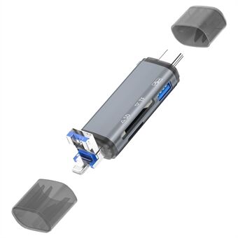 ADS-306 USB / 8-Pin / Type-C Plug SD TF Kaartlezer U-Disk Gegevensoverdracht Adapter