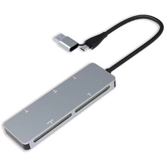 CR307D USB3.0 / Type-C naar Cfast+XD+CF+SD+TF 5-in-1 Geheugenkaartlezer 5Gbps Hoge Snelheidsadapter