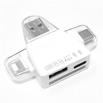 USB / 8-Pin / Type-C Plug Kaartlezer USB+SD+TF+USB-C Geheugenkaart U-Schijf Harde Schijf Adapter